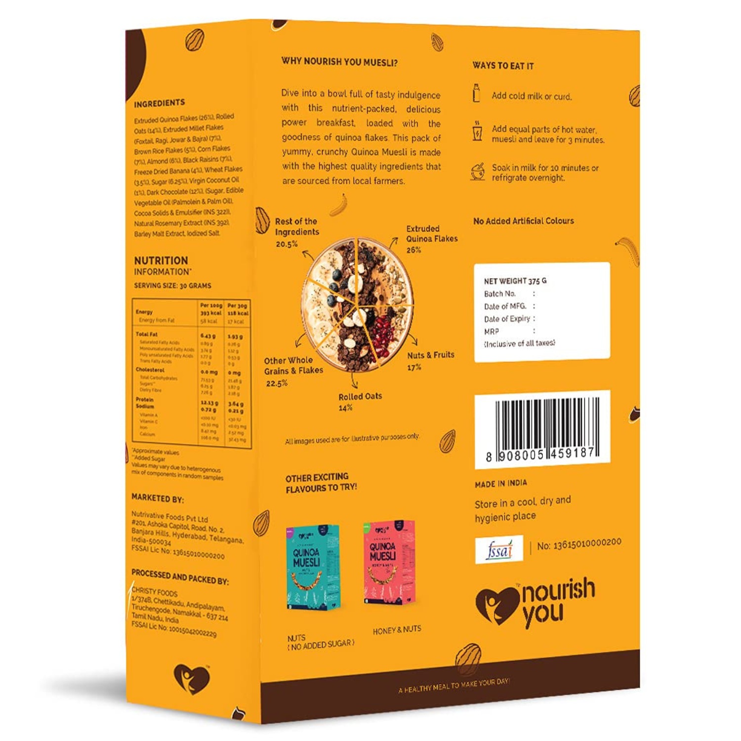 Buy Nourish You Quinoa Muesli Chocolate Banana Imported Online at Best Price